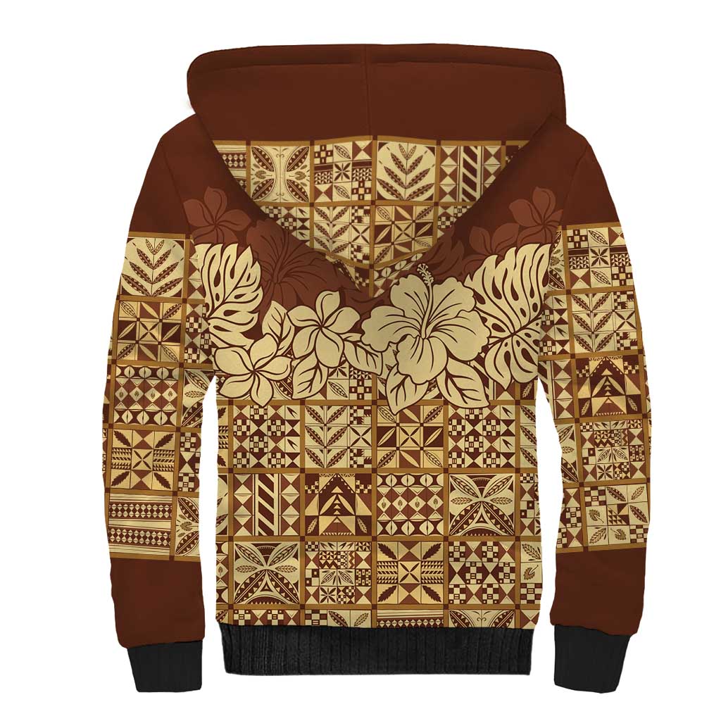 Niue Hiapo Motif Sherpa Hoodie Tapa Classic LT7 - Polynesian Pride