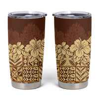 Niue Hiapo Motif Tumbler Cup Tapa Classic LT7 Beige - Polynesian Pride