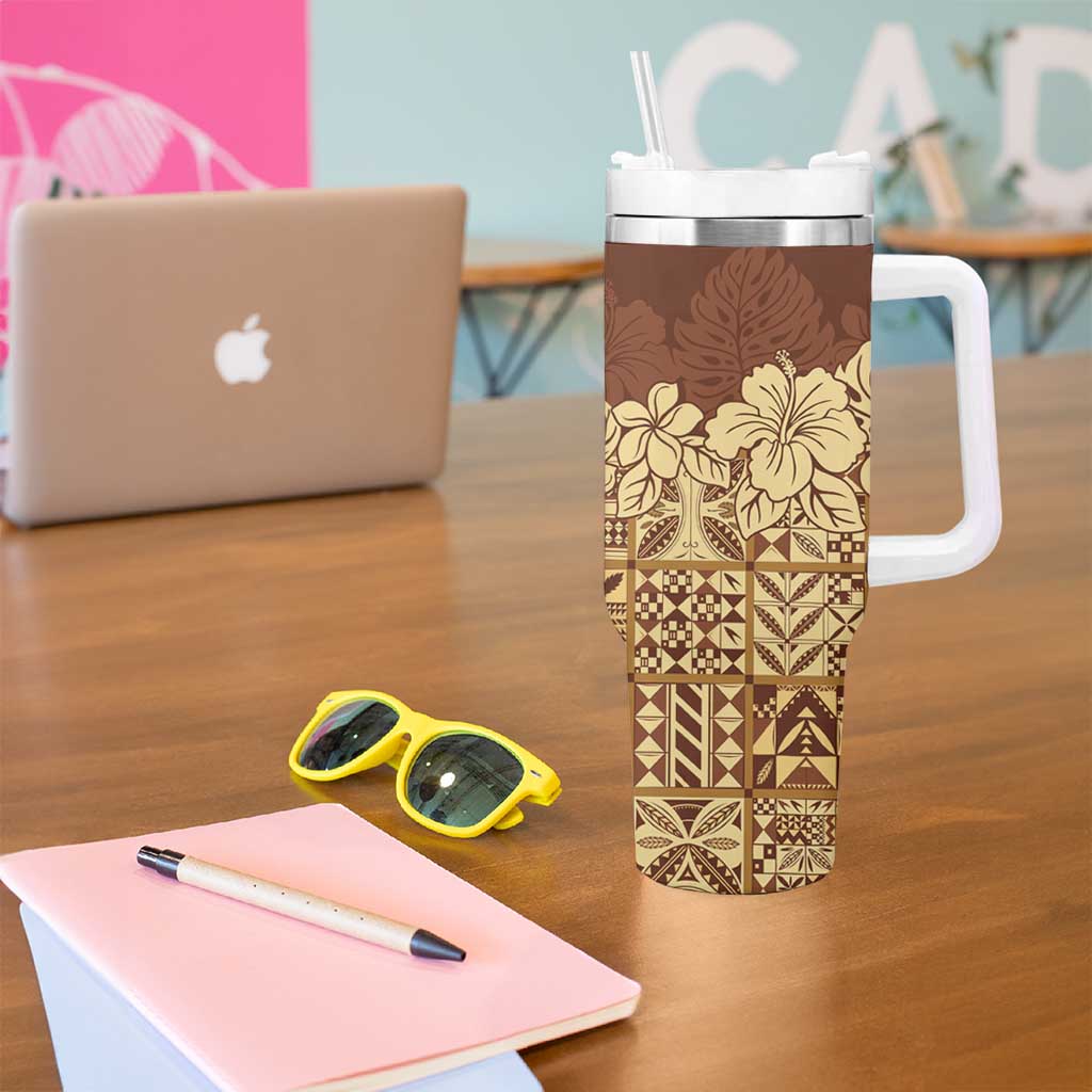 Niue Hiapo Motif Tumbler With Handle Tapa Classic LT7 - Polynesian Pride