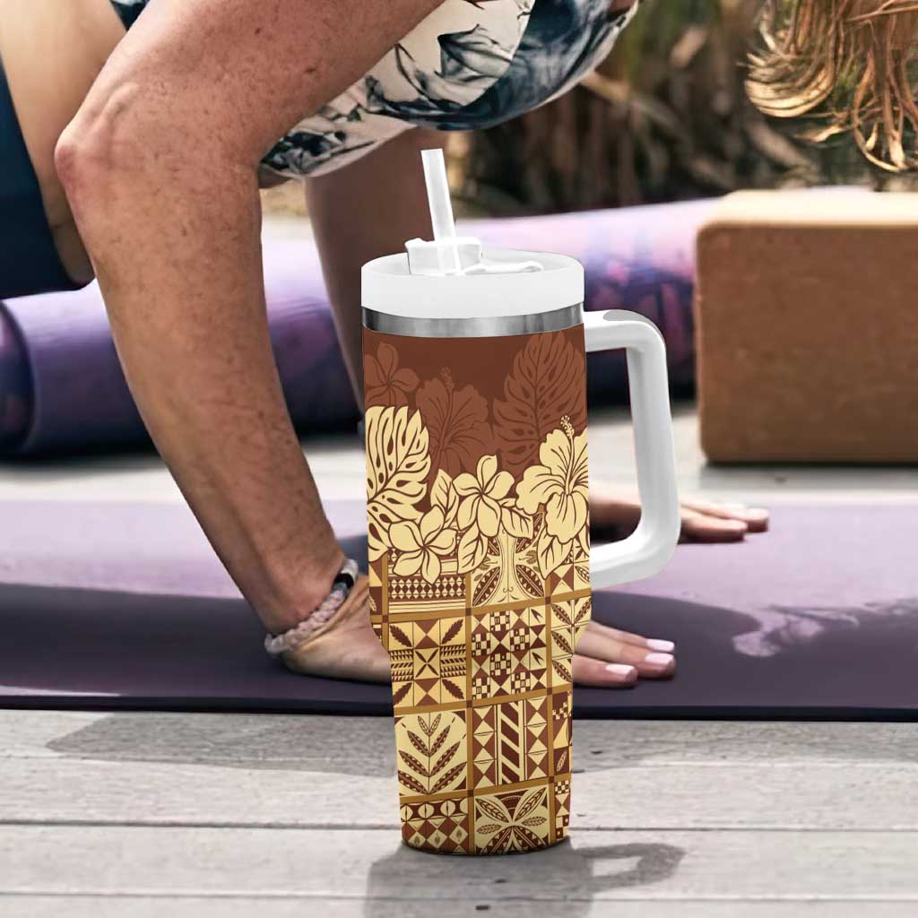 Niue Hiapo Motif Tumbler With Handle Tapa Classic LT7 - Polynesian Pride