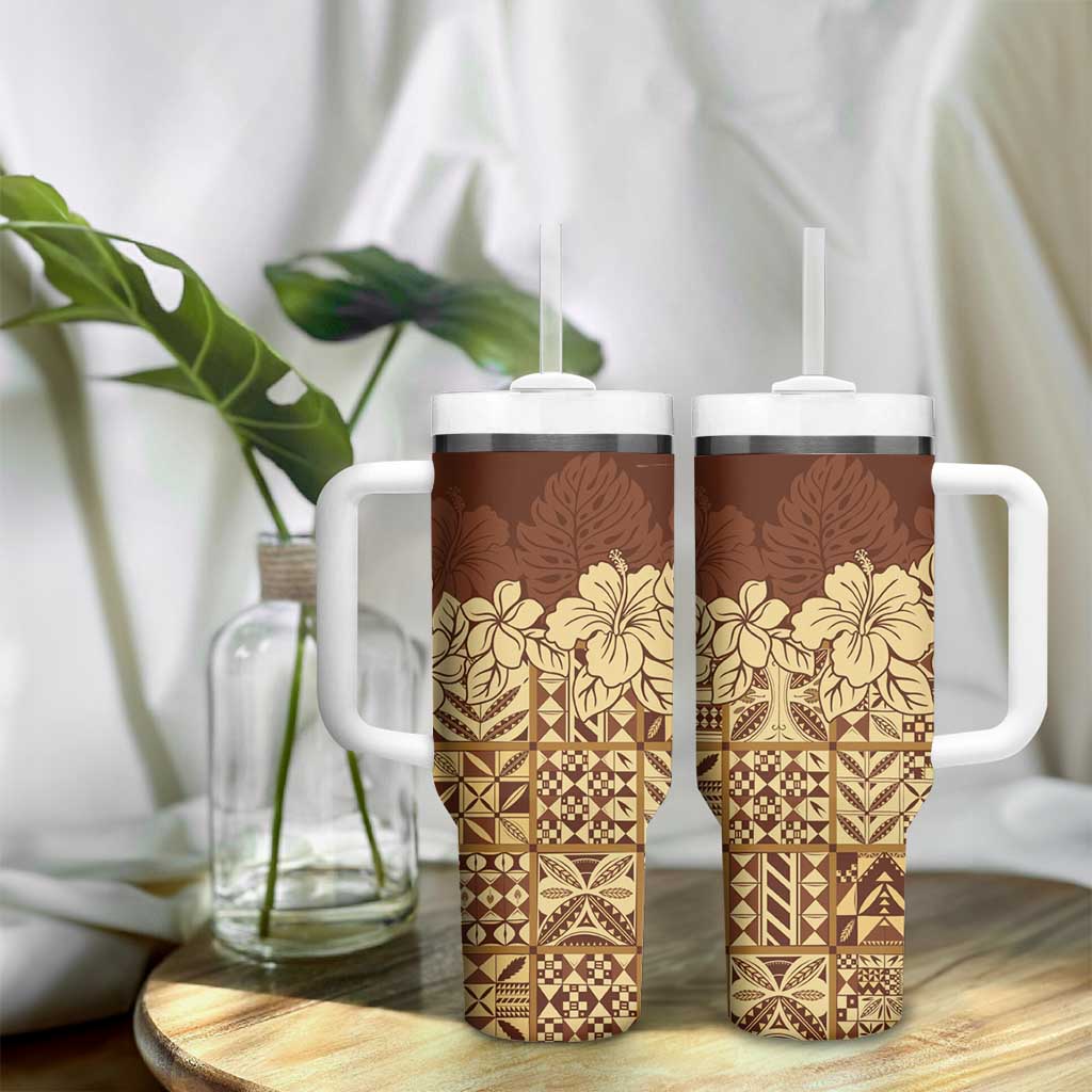 Niue Hiapo Motif Tumbler With Handle Tapa Classic LT7 - Polynesian Pride