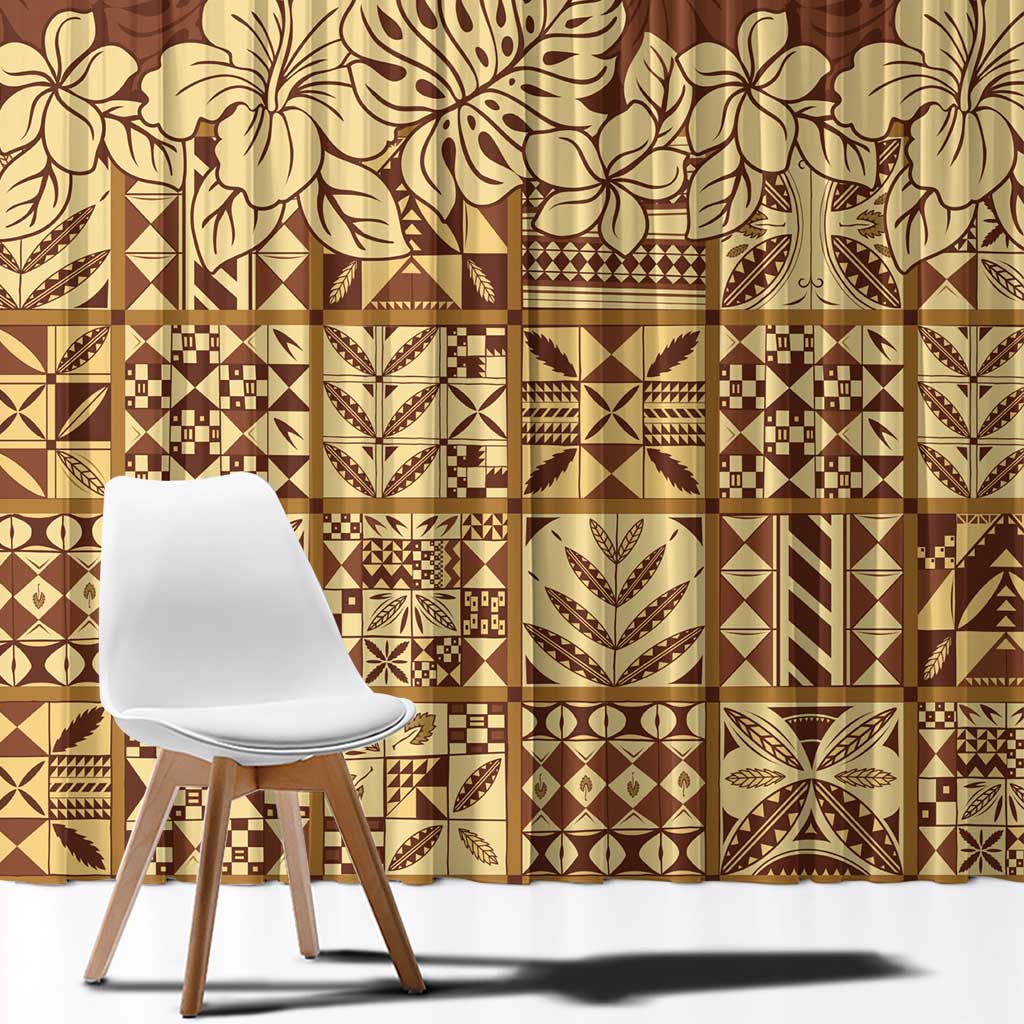 Niue Hiapo Motif Window Curtain Tapa Classic LT7 - Polynesian Pride