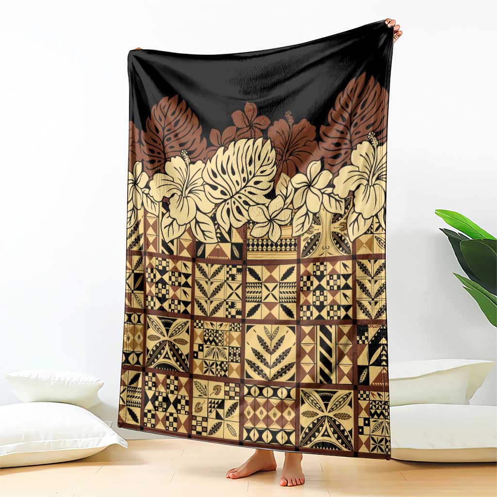 Niue Hiapo Motif Blanket Tapa Classic - Black Ver LT7 - Polynesian Pride