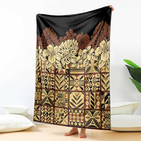 Niue Hiapo Motif Blanket Tapa Classic - Black Ver LT7 - Polynesian Pride