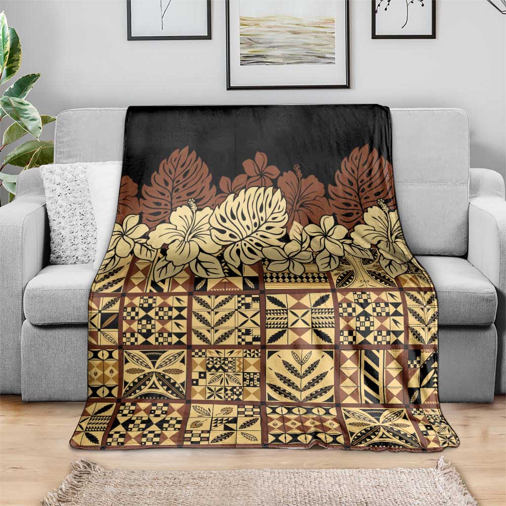 Niue Hiapo Motif Blanket Tapa Classic - Black Ver LT7 - Polynesian Pride