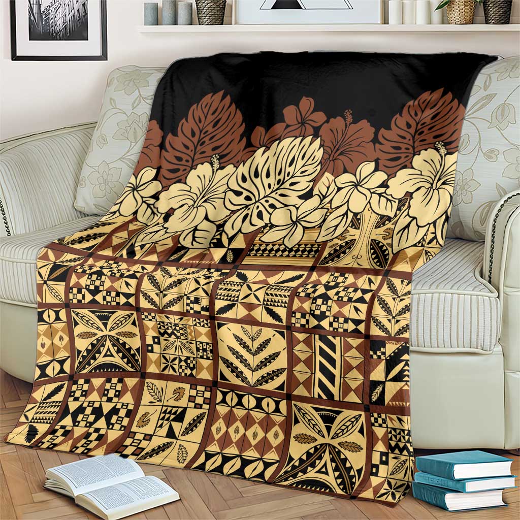 Niue Hiapo Motif Blanket Tapa Classic - Black Ver LT7 - Polynesian Pride