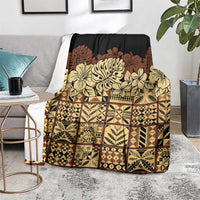 Niue Hiapo Motif Blanket Tapa Classic - Black Ver LT7 - Polynesian Pride