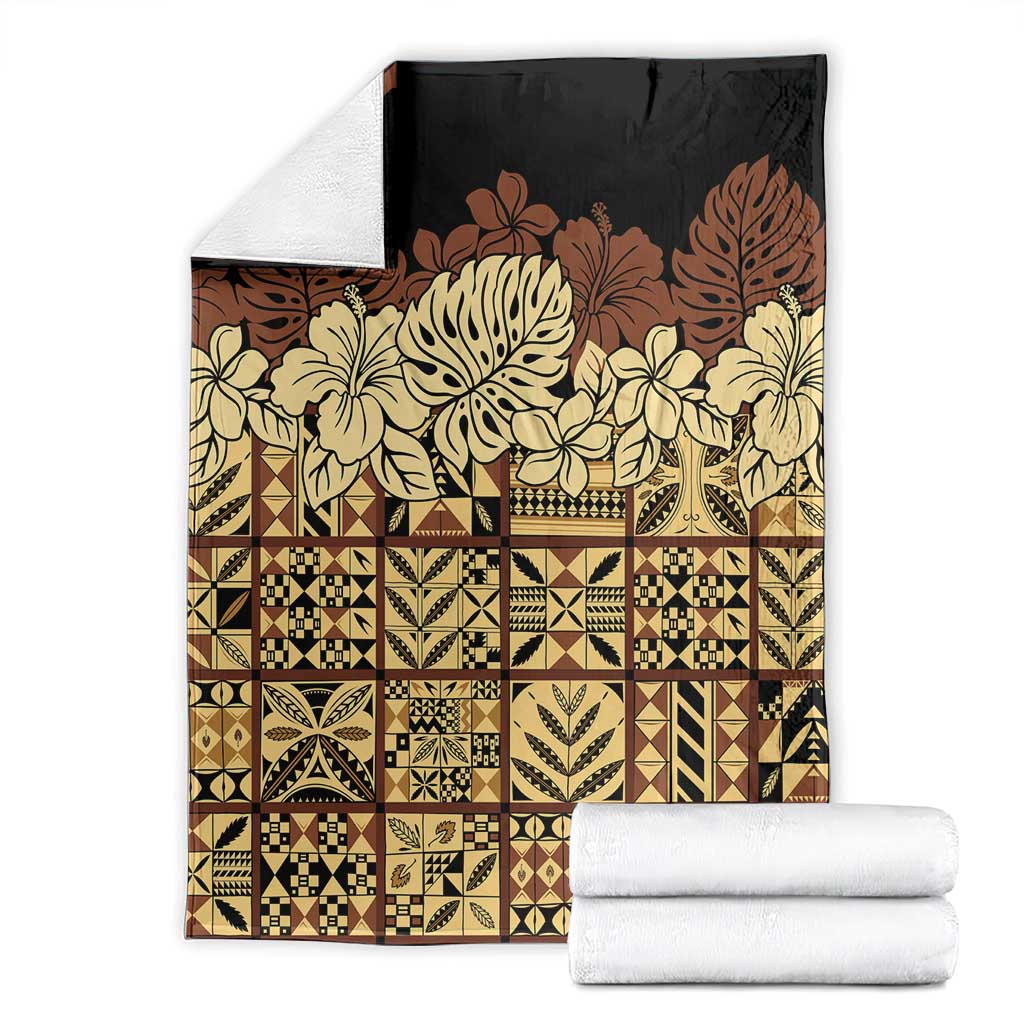 Niue Hiapo Motif Blanket Tapa Classic - Black Ver LT7 - Polynesian Pride