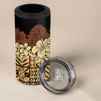 Niue Hiapo Motif 4 in 1 Can Cooler Tumbler Tapa Classic - Black Ver LT7 - Polynesian Pride