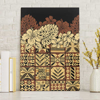 Niue Hiapo Motif Canvas Wall Art Tapa Classic - Black Ver LT7 Without Frame Black - Polynesian Pride