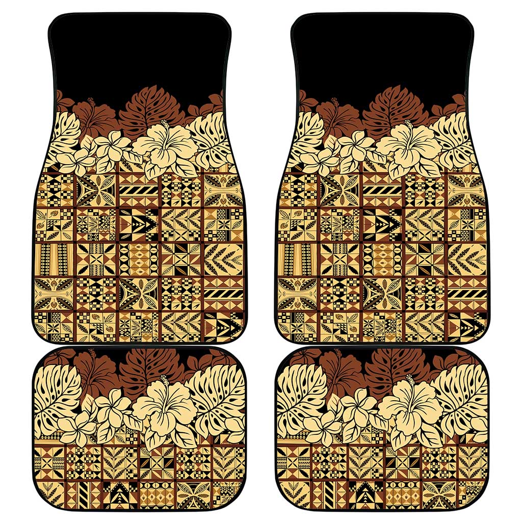 Niue Hiapo Motif Car Mats Tapa Classic - Black Ver LT7 - Polynesian Pride