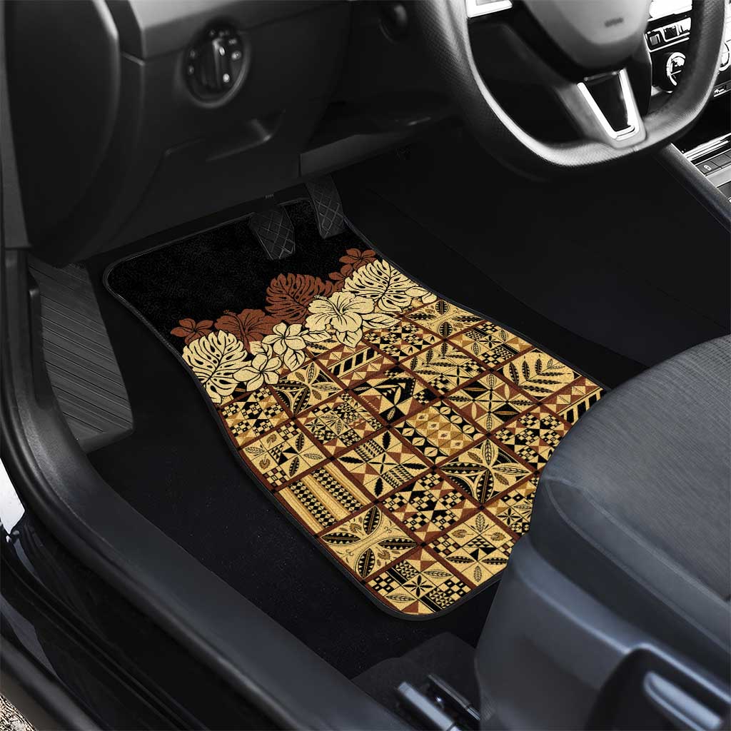 Niue Hiapo Motif Car Mats Tapa Classic - Black Ver LT7 - Polynesian Pride