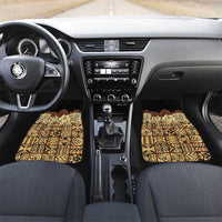 Niue Hiapo Motif Car Mats Tapa Classic - Black Ver LT7 Set 2pcs - Front Black - Polynesian Pride