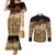 Niue Hiapo Motif Couples Matching Mermaid Dress and Long Sleeve Button Shirt Tapa Classic - Black Ver