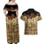 Niue Hiapo Motif Couples Matching Off Shoulder Maxi Dress and Hawaiian Shirt Tapa Classic - Black Ver