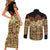 Niue Hiapo Motif Couples Matching Short Sleeve Bodycon Dress and Long Sleeve Button Shirt Tapa Classic - Black Ver