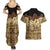 Niue Hiapo Motif Couples Matching Summer Maxi Dress and Hawaiian Shirt Tapa Classic - Black Ver