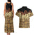 Niue Hiapo Motif Couples Matching Tank Maxi Dress and Hawaiian Shirt Tapa Classic - Black Ver