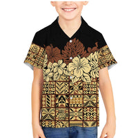 Niue Hiapo Motif Family Matching Mermaid Dress and Hawaiian Shirt Tapa Classic - Black Ver