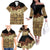 Niue Hiapo Motif Family Matching Off The Shoulder Long Sleeve Dress and Hawaiian Shirt Tapa Classic - Black Ver