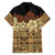 Niue Hiapo Motif Family Matching Off The Shoulder Long Sleeve Dress and Hawaiian Shirt Tapa Classic - Black Ver