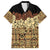 Niue Hiapo Motif Family Matching Puletasi and Hawaiian Shirt Tapa Classic - Black Ver