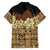 Niue Hiapo Motif Family Matching Short Sleeve Bodycon Dress and Hawaiian Shirt Tapa Classic - Black Ver