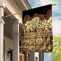 Niue Hiapo Motif Garden Flag Tapa Classic - Black Ver LT7 House Flag Black - Polynesian Pride