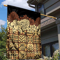 Niue Hiapo Motif Garden Flag Tapa Classic - Black Ver LT7 - Polynesian Pride