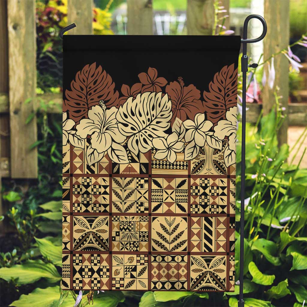 Niue Hiapo Motif Garden Flag Tapa Classic - Black Ver LT7 Garden Flag Black - Polynesian Pride