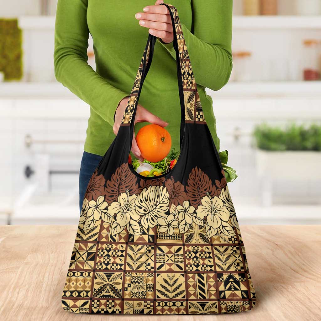 Niue Hiapo Motif Grocery Bag Tapa Classic - Black Ver
