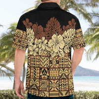 Niue Hiapo Motif Hawaiian Shirt Tapa Classic - Black Ver LT7 - Polynesian Pride