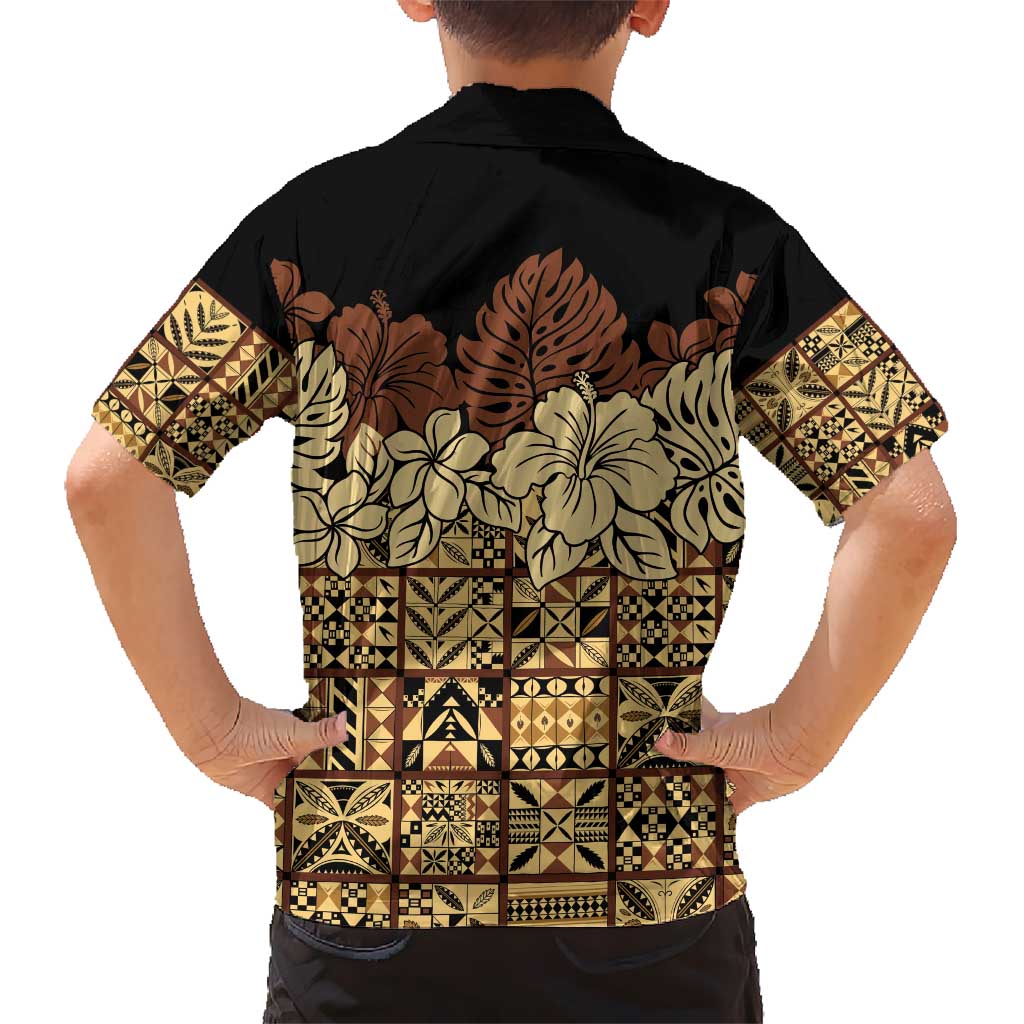 Niue Hiapo Motif Hawaiian Shirt Tapa Classic - Black Ver LT7 - Polynesian Pride