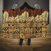 Niue Hiapo Motif Hooded Blanket Tapa Classic - Black Ver LT7 - Polynesian Pride