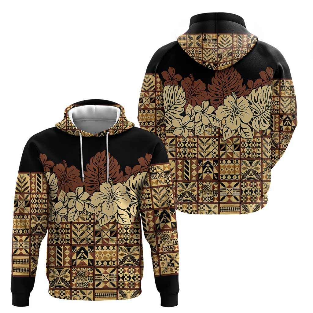 Niue Hiapo Motif Hoodie Tapa Classic - Black Ver