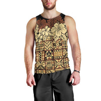 Niue Hiapo Motif Men Tank Top Tapa Classic - Black Ver