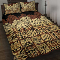 Niue Hiapo Motif Quilt Bed Set Tapa Classic - Black Ver LT7 Black - Polynesian Pride
