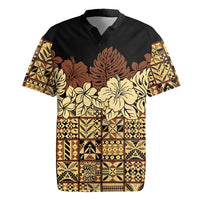 Niue Hiapo Motif Rugby Jersey Tapa Classic - Black Ver LT7 Black - Polynesian Pride
