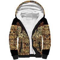 Niue Hiapo Motif Sherpa Hoodie Tapa Classic - Black Ver LT7 Unisex Black - Polynesian Pride