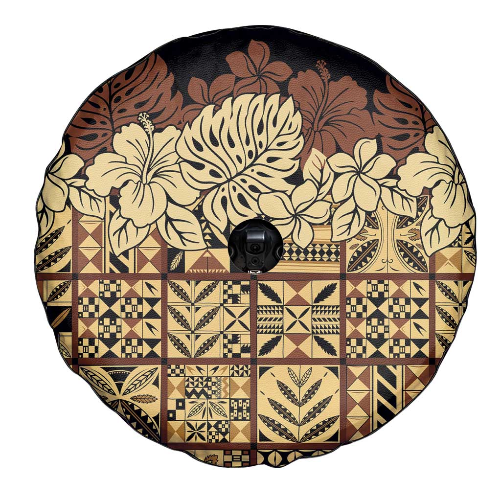 Niue Hiapo Motif Spare Tire Cover Tapa Classic - Black Ver LT7 - Polynesian Pride