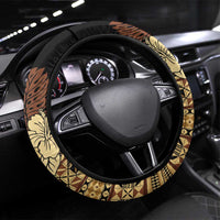 Niue Hiapo Motif Steering Wheel Cover Tapa Classic - Black Ver LT7 Universal Fit Black - Polynesian Pride