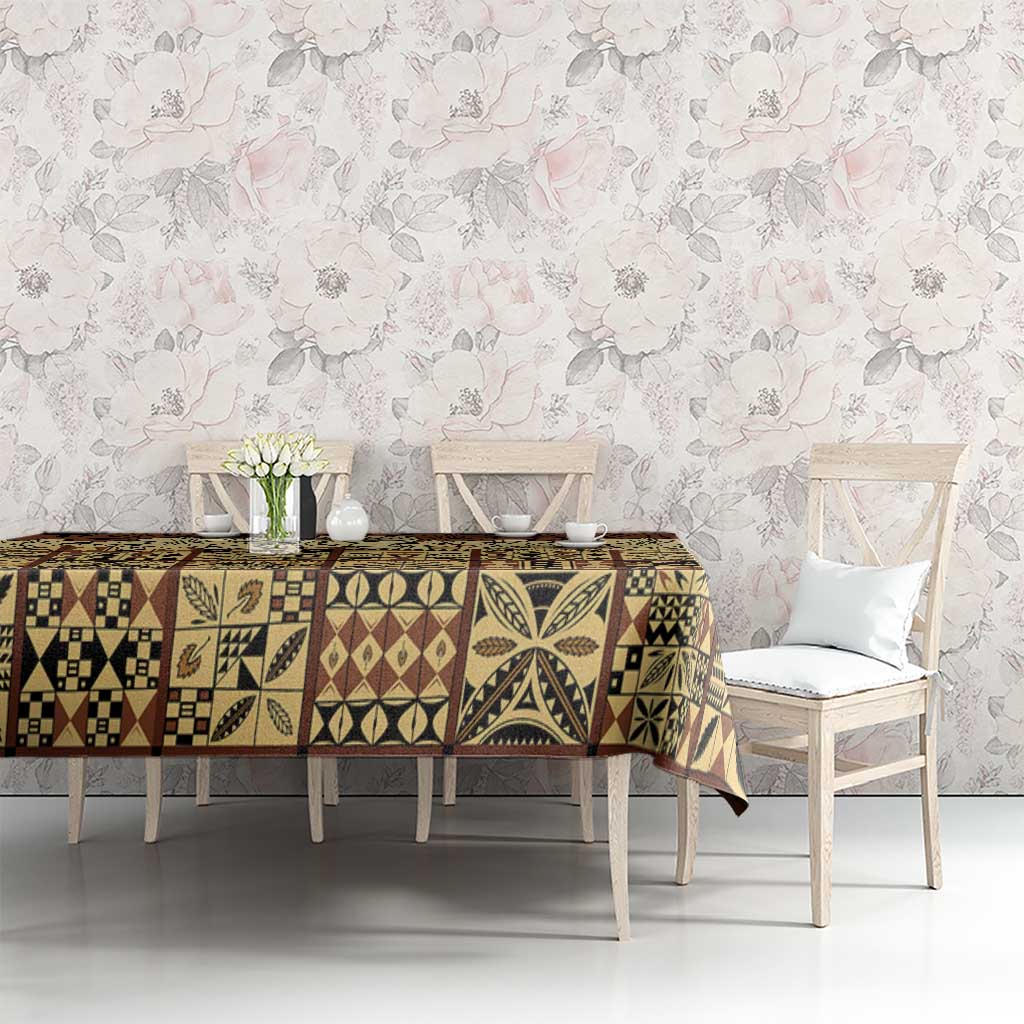 Niue Hiapo Motif Tablecloth Tapa Classic - Black Ver LT7 - Polynesian Pride