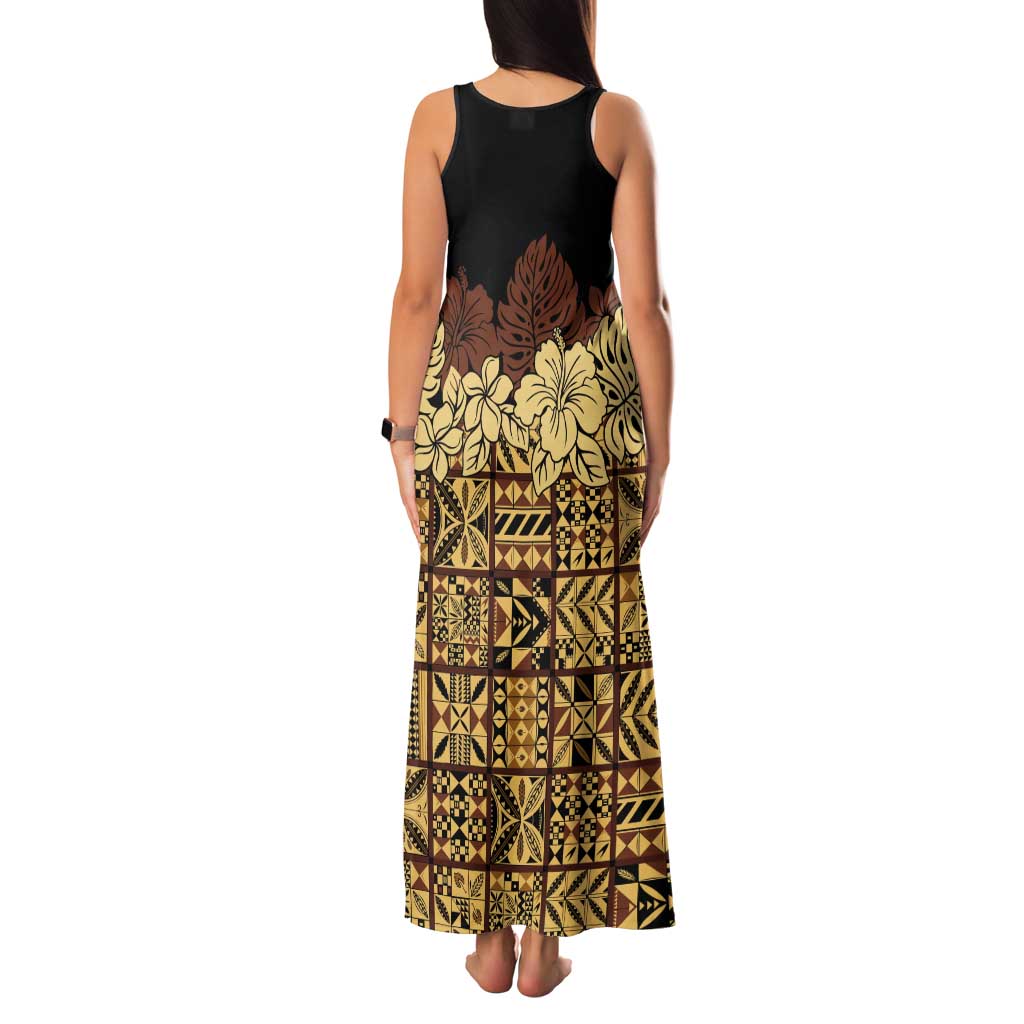 Niue Hiapo Motif Tank Maxi Dress Tapa Classic - Black Ver