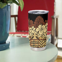 Niue Hiapo Motif Tumbler Cup Tapa Classic - Black Ver LT7 - Polynesian Pride