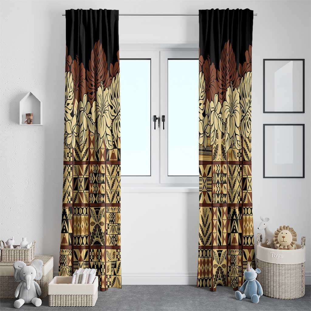 Niue Hiapo Motif Window Curtain Tapa Classic - Black Ver LT7 - Polynesian Pride