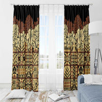 Niue Hiapo Motif Window Curtain Tapa Classic - Black Ver LT7 - Polynesian Pride