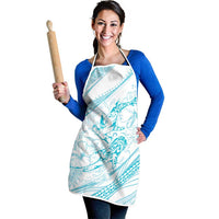 Sharks Couple Dreamy Polynesians Floral Sea Apron Turquoise - Polynesian Pride