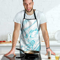 Sharks Couple Dreamy Polynesians Floral Sea Apron Turquoise - Polynesian Pride