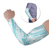 Sharks Couple Dreamy Polynesians Floral Sea Arm Sleeves Turquoise LT7 Set of 2 Turquoise - Polynesian Pride