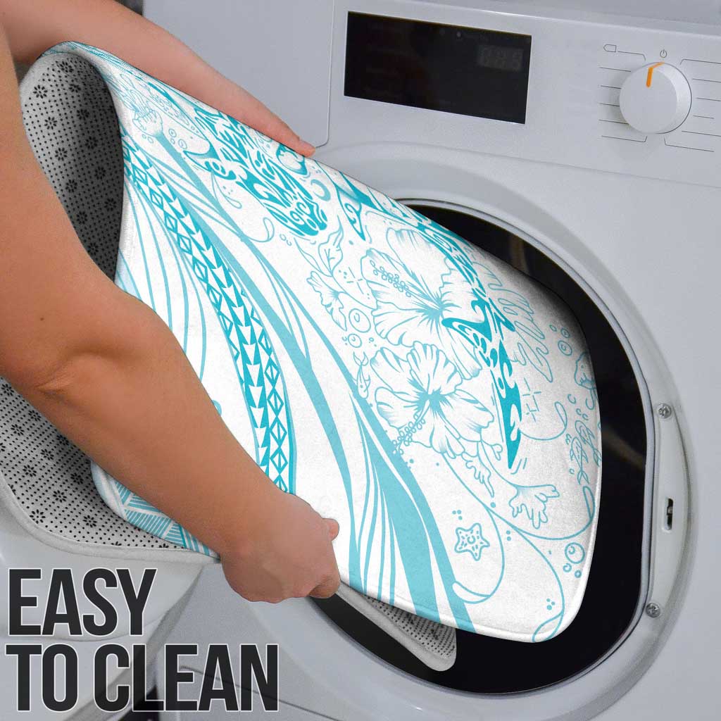 Sharks Couple Dreamy Polynesians Floral Sea Bathroom Set Turquoise - Polynesian Pride